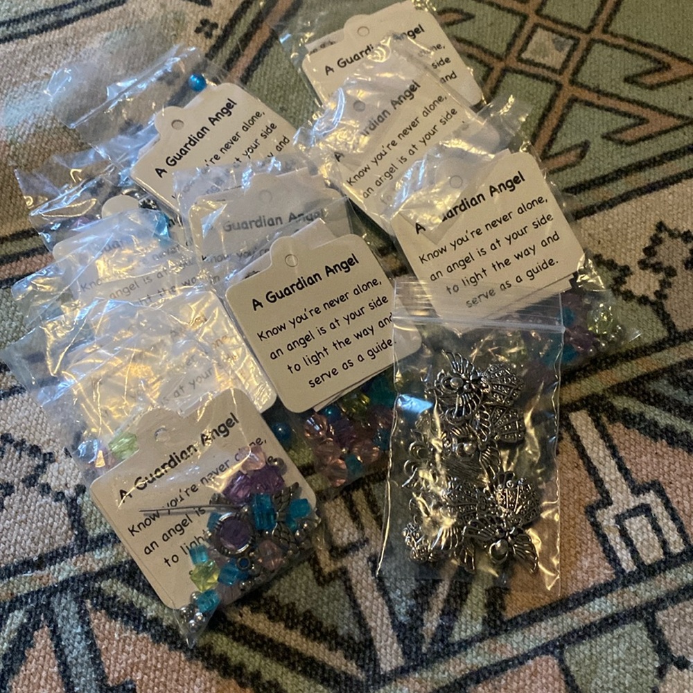Guardian Angel beaded bracelet craft kits and charms bundle